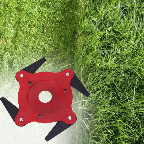 Tête de coupe-bordures extérieure, pièces détachées pour tondeuse à gazon, accessoires de jardinage, fer, 4 lames, rouge (1/5)