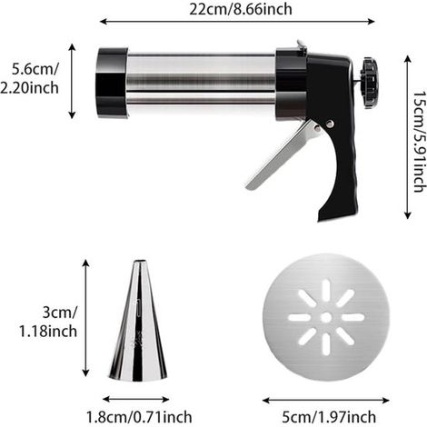 Set di pressa per biscotti in acciaio inox - Set con 13 dischi per biscotti e 8 ugelli - Design ergonomico - Per realizzare decorazioni per biscotti e torte - Accessori per la pasticceria (1/4)