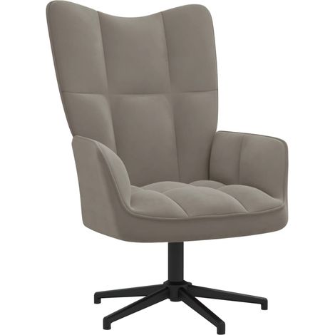 Chaise de relaxation Fauteuil relax - Gris clair Velours BonneVie-54781 (1/5)