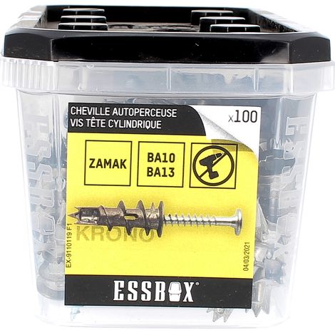 ESSBOX de 100 Chevilles Autoperceuses Zamak avec Vis TR 4.5X30 (1/2)
