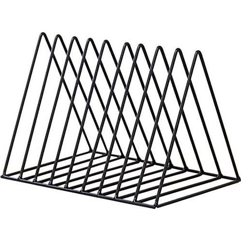 Supports triangulaires pour dossiers et porte-revues, lot de 10 supports à journaux en métal treillis noir, rangement pour fichiers et magazines déco pour bureau et maison (1/5)