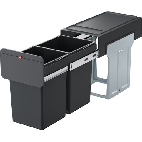 Hailo EcoLine Design Duo L, Einbau-Mülltrennungs-System, 2 x 14 l, schwarz (1/5)