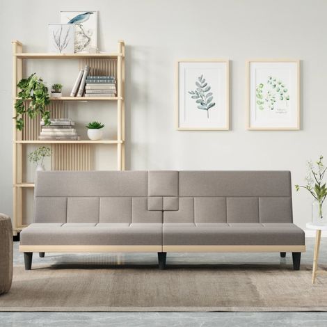 Canapé-lit Chaise Longue au Sol Canapé convertible avec porte-gobelets taupe tissu XZZ8936 (1/5)