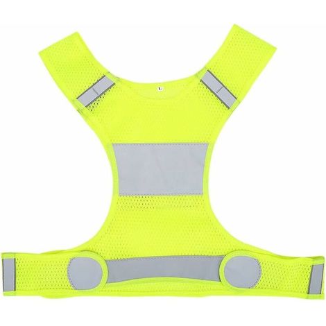 Gilet de Course Réfléchissant, Jaune Fluorescent Taille Réglable Gilet Réfléchissant Haute Visibilité Gilet de Sécurité de Course de Nuit avec Poches XL (1/5)