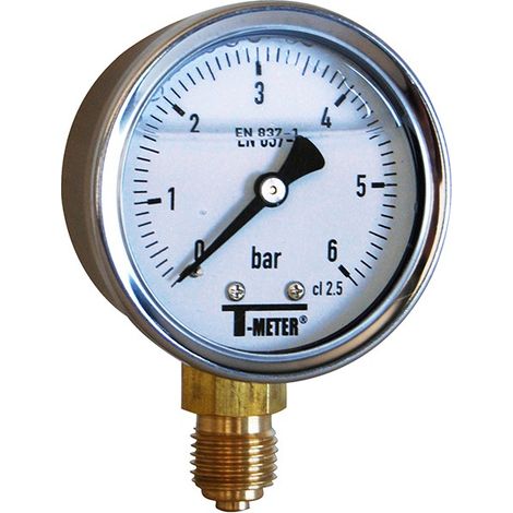 Sferaco – Manomètre chauffage central inox à bain de glycérine – Pression max 6 bar – Mâle 1/4" – Boîtier IP65 – Double graduation bar/psi (1/3)