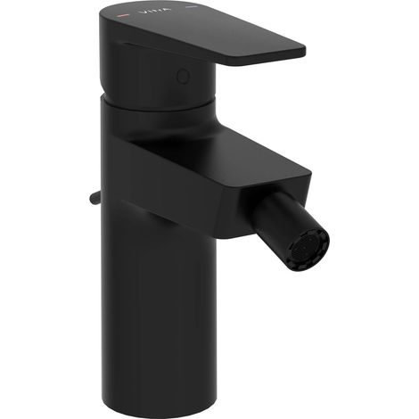 Vitra Flow Square Bidet Mixer Tap with Pop-up Waste - Matt Black