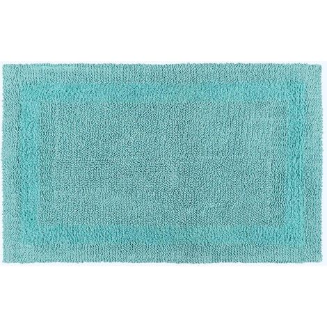 HOMESCAPES Grand tapis de bain en coton, 70 x 120 cm – Bleu aqua