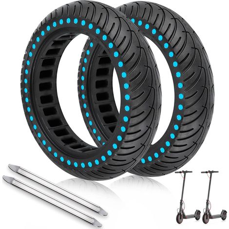 Pneu Plein 8,5 Pouces (8 1/2x2)(50/75-6.1) Increvables pour Trottinette Électrique, Compatible Tous Modèles avec Roue 8 1/2x2, Xiaomi M365, 1S, Pro2, Gotrax, Wispeed (Blue 2unité+Leviers) (1/5)