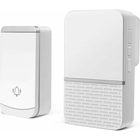 JSSEVN-Sonnette de porte sans fil, sonnerie électronique étanche ip65 de 500 mètres, sonnette de porte avec fonction de charge et lumière LED (1/5)
