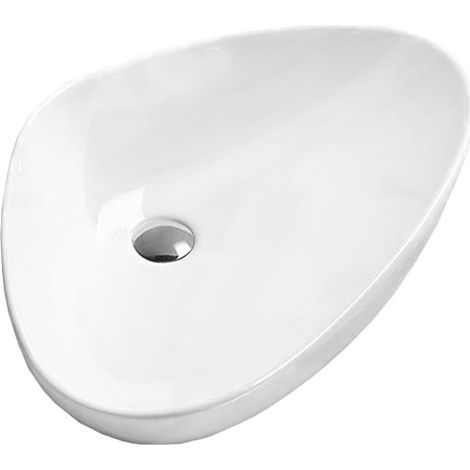 Lavabo cerámico sobre encimera, 59x39,5x13,5 cm, Blanco
