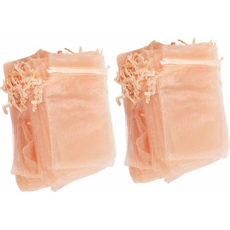 100 Sachets Organza 10x15 cm Transparents avec Ruban pour Mariage, Bijoux, Fêtes - Couleur Or Rose (1/5)