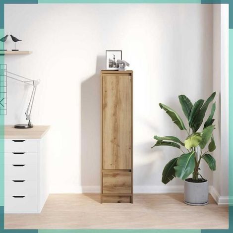 861660 Buffet haut chêne artisanal 29,5x34x119,5 cm bois d'ingénierie (1/5)