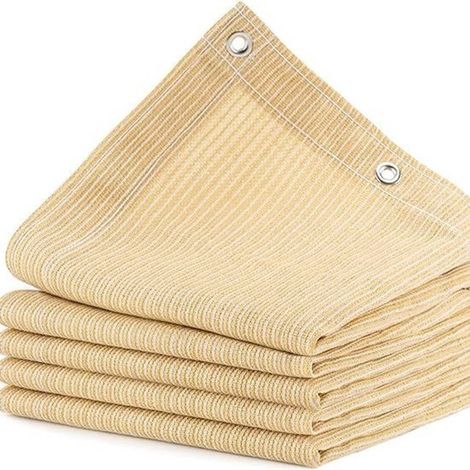 Tela de sombra rectangular de HDPE con 95% de protección UV. Incluye clips para cuerda. Ideal para jardín, patio, balcón, camping o pérgola. Color arena. 3x4 m. (1/5)