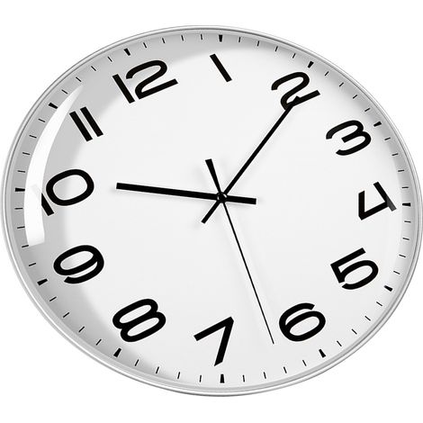 Horloge murale 12 pouces salon, horloge silencieuse en plastique blanc, design, quartz, G2001 cadran blanc cadre blanc (1/5)