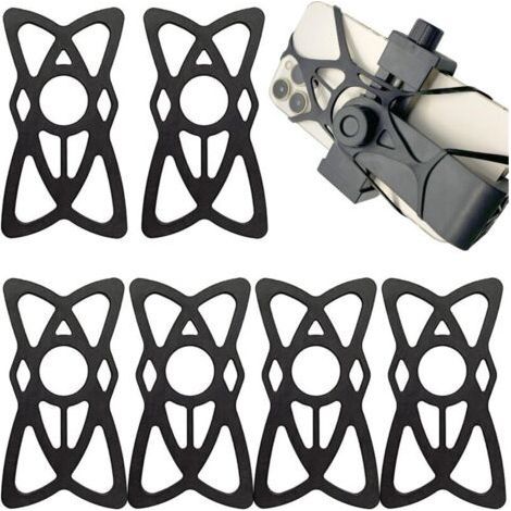 6 Stück Fahrrad-Handyhalterung, Fahrrad-Handyhalterung, Gummi-Sicherheits-Handyhalterung, für Fahrrad, Motorrad, Lenker, Roller (schwarz) (1/5)