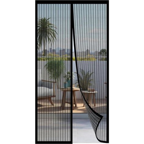 1 Moustiquaire porte, fermeture magnétique automatique, ouverture mains libres, 90x210 cm, intérieur (1/4)