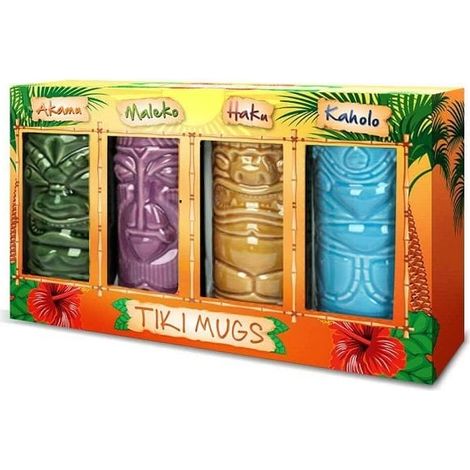 Northix Tiki Mugs Ensemble 4 Tasses Céramique Multicolore (1/5)