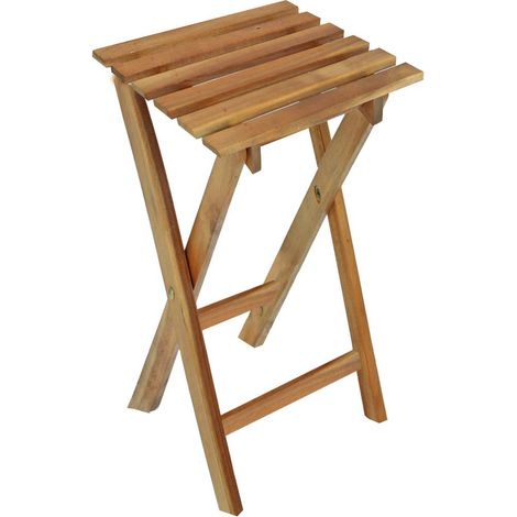 2er Set Eukalyptus Hocker geölt Garten Sitz Veranda Terrasse Balkon (1/2)
