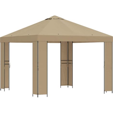 Gazebo 3 x 3 m Beige Polyester and Steel 190 gsm vidaXL (1/5)