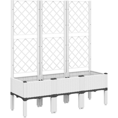 Vaso per fioriera aiuola rialzata piante fiori terrazza giardino con traliccio 120 x 40 x 142 cm PP bianco 020038238