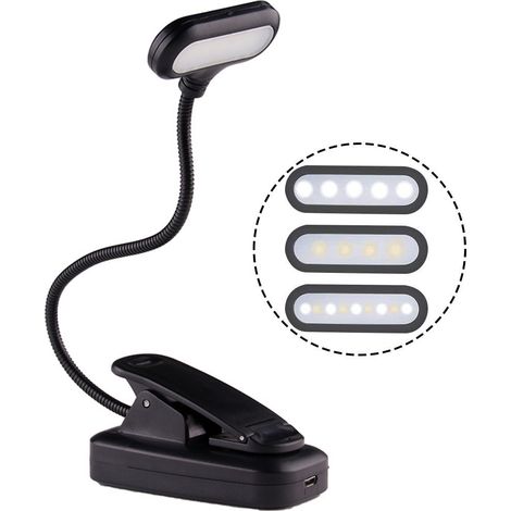 Zqyrlar – Lampe de lecture LED chaude à clip – Lumière ambre anti-lumière bleue – Rechargeable USB – Col flexible 360° pour lecture au lit (1/5)