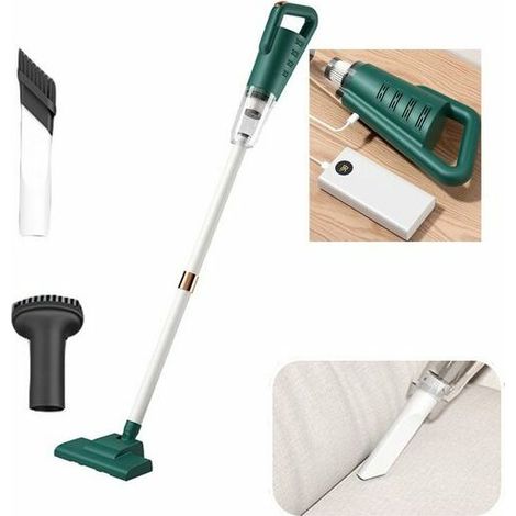 Aspirateur à main, Aspirateur balaisBalai électrique, silencieux, grande puissance d'aspiration, mobile et rechargeable, Vert,KINSI (1/5)