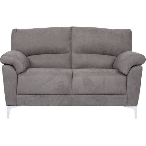 Divano in tessuto a 2 posti 146 cm braccioli imbottito GIADA Grigio (1/5)