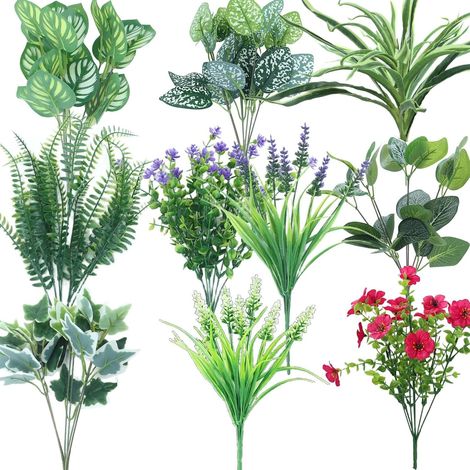 10 Fleurs Artificielles, Résistantes aux UV, en Plastique et Soie, pour Jardin, Balcon, Mariage, Cimetière