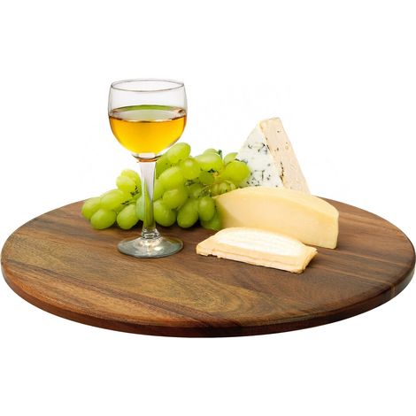 Relaxdays Plato giratorio de acacia, 360° rotativo, Ø 40 cm, para servir aperitivos, bandeja redonda, color natural