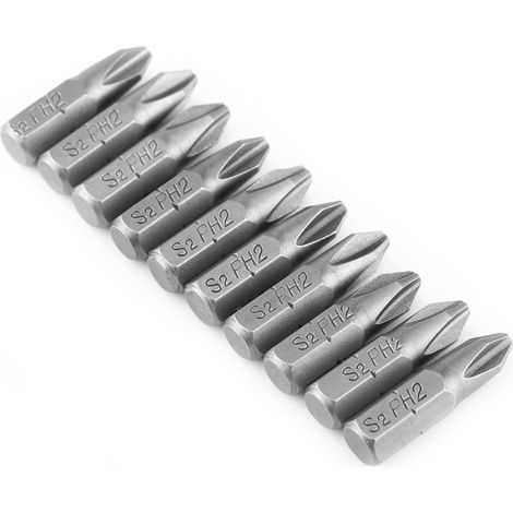 10 embouts de tournevis magnétiques PH2 à tête cruciforme, tige hexagonale 1/4 pouce, longueur 25 mm (1/5)