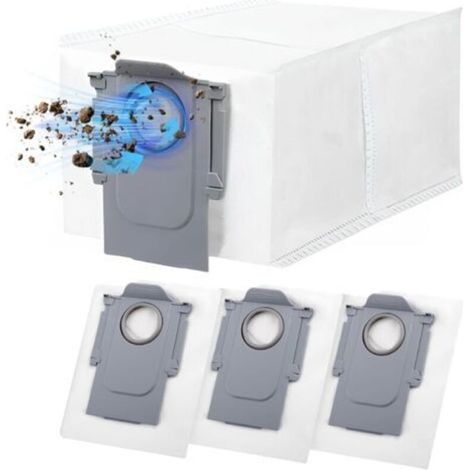 Lot de 4 Réutilisables Sac a Poussière pour Roborock Q Revo/Qrevo Pro/QrevoMaxV/Qrevo Curv/s8 MaxV Ultra, Grande Capacité Sacs d'aspirateur de Rechang (1/5)