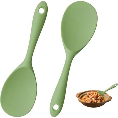 Cuillère à Riz - Ustensiles de cuisine - Silicone alimentaire - 2 Pièces - Antiadhésive - Vert