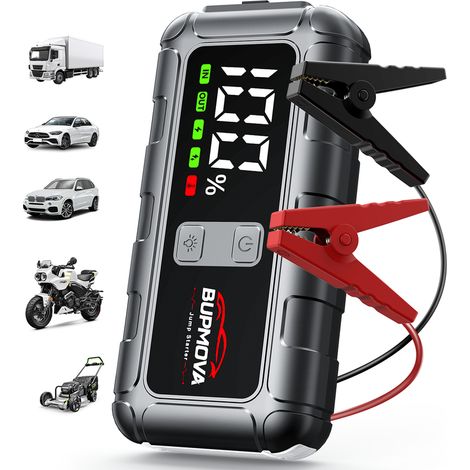 Boosteur de batterie portable, bloc d'alimentation de démarrage de batterie de véhicule 12V, charge rapide 21800mAh (jusqu'à 10,0L essence ou 8,0L diesel moteur) avec écran LCD et voyants LED.