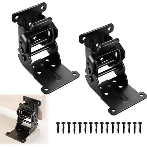 Charnières Invisibles Support Pliable Rabattable 0-90-180 Degrés Verrouillage Table Chaise Placard Pied Table Noir (1/5)