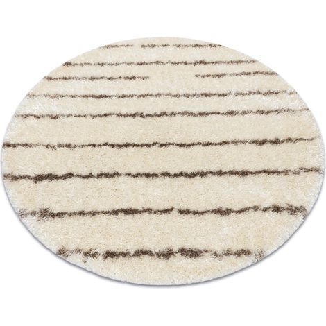 Teppich FLUFFY 2371 Kreis Shaggy Streifen - creme / beige beige rund 160 cm