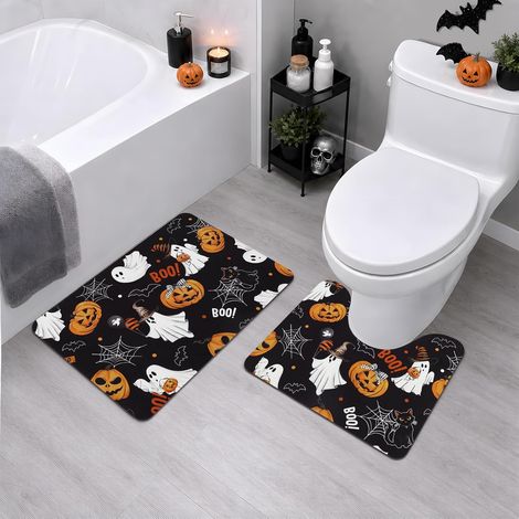 Lot de 2 Tapis Salle de Bain Halloween Fantômes (1/5)