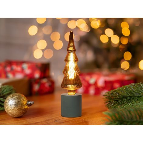 Tischlampe Beton Schwarz mit Deko LED Tannenbaum, Höhe 9cm (1/5)