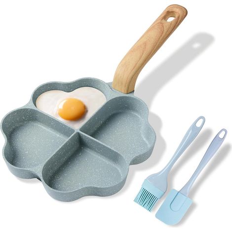 Poêle à œufs 4 compartiments forme cœur antiadhésive induction granit (1/5)