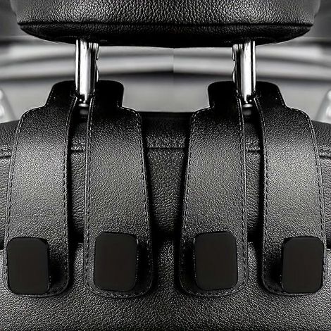 (2 pièces) Crochets pour appuie-tête de voiture, organisateur de siège robuste en similicuir avec boucle magnétique, crochets de suspension pour sacs, portefeuilles et manteaux (1/5)