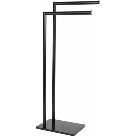 Piantana Porta Asciugamani da Bagno Nero Opaco Zero Doppio Braccio Black