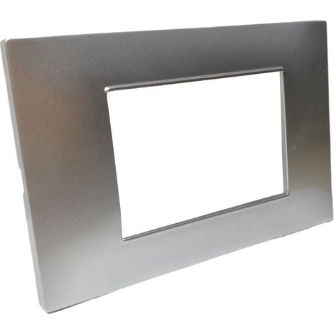 Placchetta per interruttore in metallo a 3 posti silver cassetta 503 compatibile con vimar plana supporto cover (1/2)