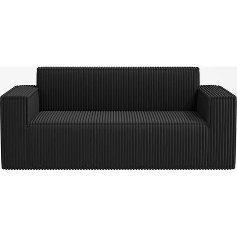 ELVMI Sofá Recto 2 Plazas en Pana con Asiento Profundo y Espuma de Alta Densidad, Negro (1/5)