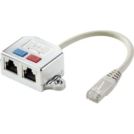 Adaptateur T RJ45 Cat 6 pour réseau informatique – Métal, 15 cm, 2x femelle + 1x mâle – Référence A807802 (1/4)