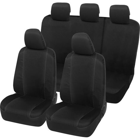 Lupex Shop – Coprisedili auto universali, compatibili per Duster, anteriori e posteriori, NO LOGO, in Policotone, Nero/Nero (1/5)