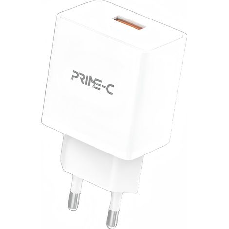 Chargeur domestique avec un port USB, 2,4 A, prise standard européenne - blanc.
