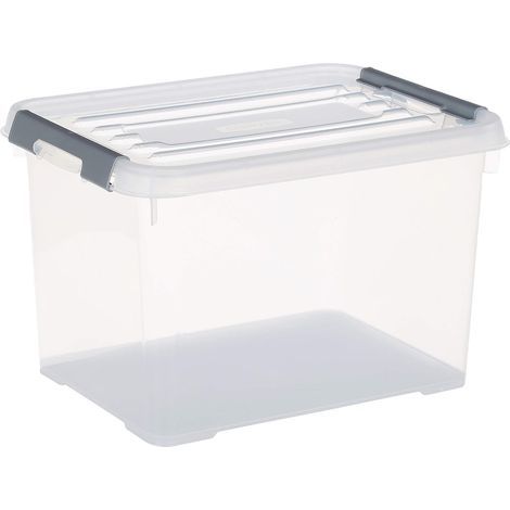 x 20L Storage Box, Clip Closure, Clear Plastic, Stackable, For Bedroom and Garage (1/4)