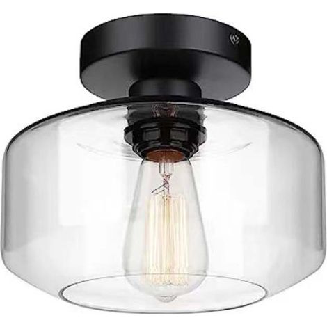 Plafonnier industriel semi-encastré, abat-jour de lustre en verre transparent, éclairage de ferme de couloir, lustre rétro