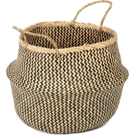 Panier de rangement naturel Belly L - COMPACTOR - 45x45x36 - Naturel et noir