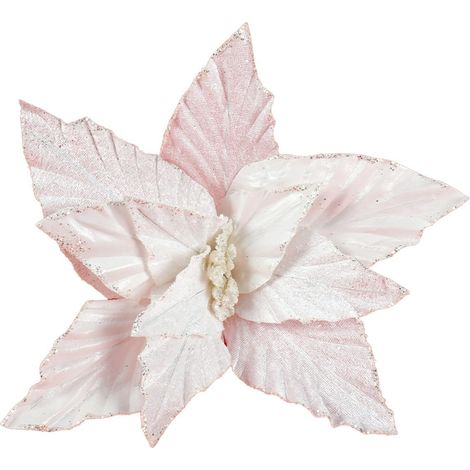 Poinsetta laminata colore bianco per decorazioni e composizioni h 32 cm