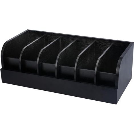 Caja organizadora de cinturones, 35x15x11 cm, de madera, con 6 compartimentos, para armario/cajones, color negro. (1/5)